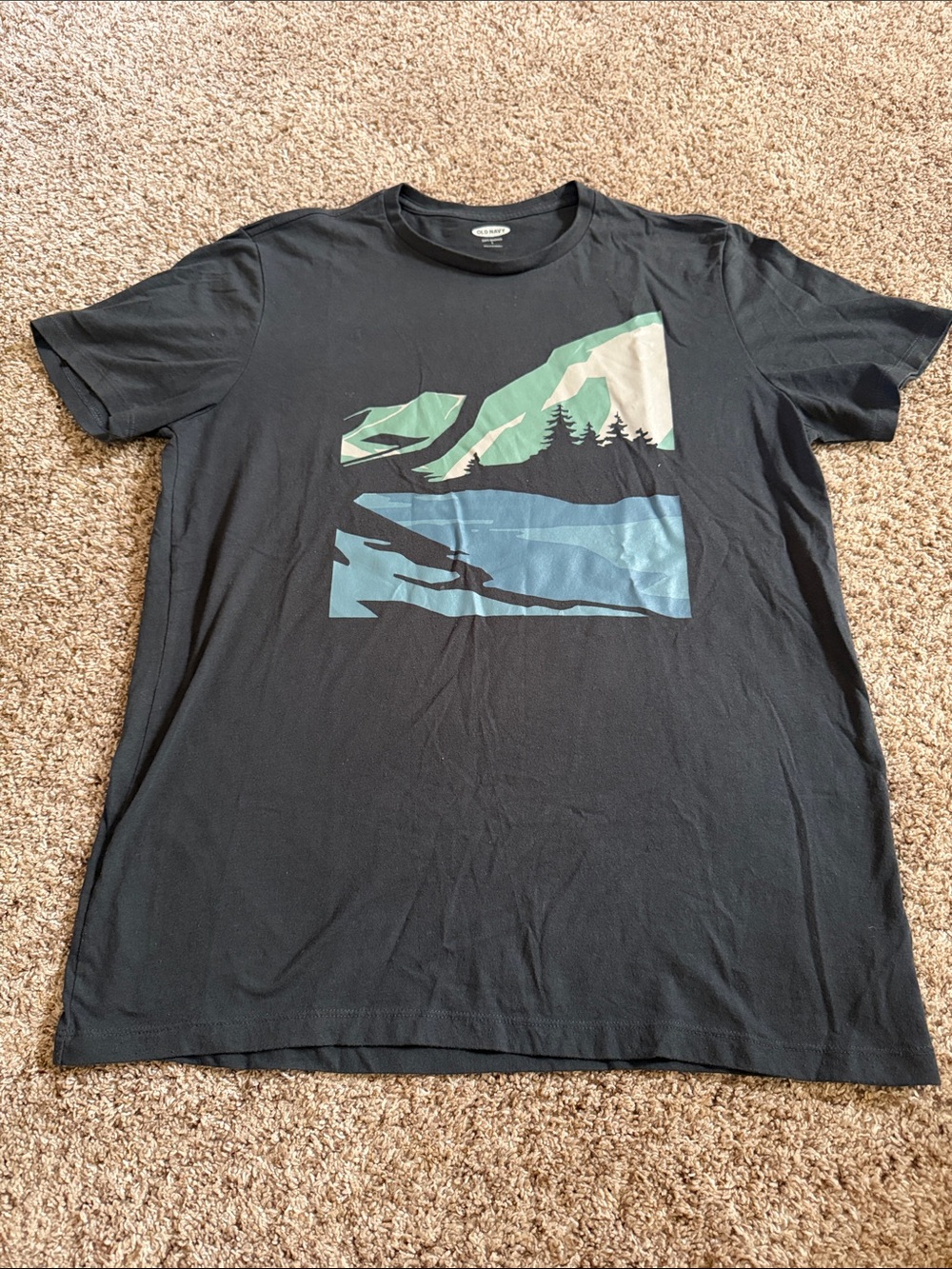 Old Navy Men's Black Graphic Mountain T-Shirt